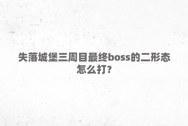 失落城堡三周目最终boss的二形态怎么打？