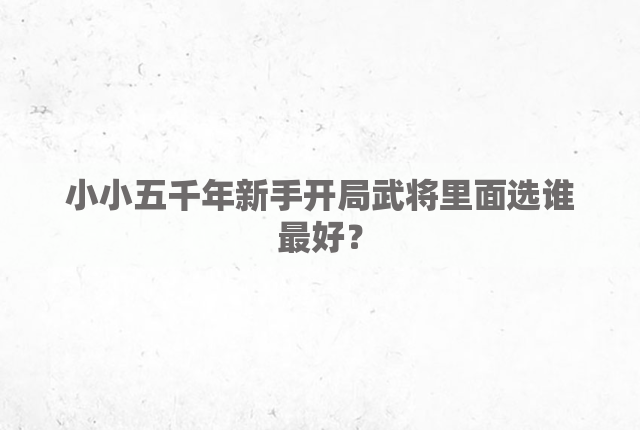 小小五千年新手开局武将里面选谁最好？